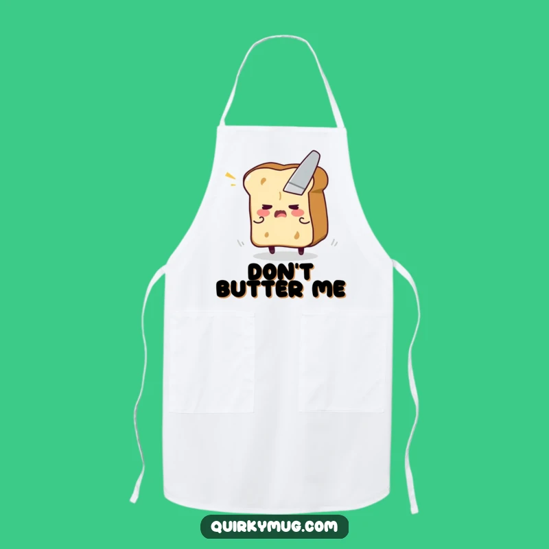 Funny Toast Escape Apron - Kitchen Flustered Character Fleeing Butter Knife, Chef Gift