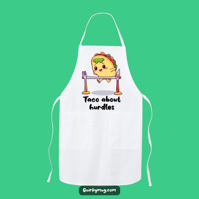 Funny Kawaii Taco Cutlery Jump Apron - Kitchen Challenge Gift