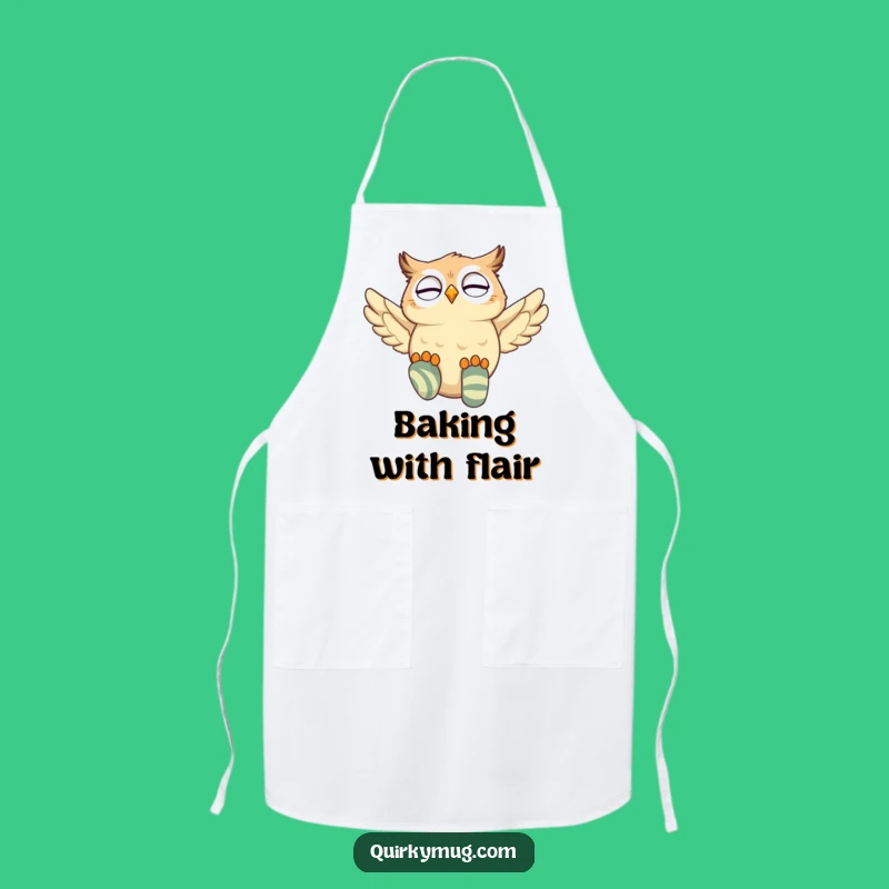 Funny Owl Flying Socks Apron: Kitchen Flight Attempt, Gift for Quirky Chefs