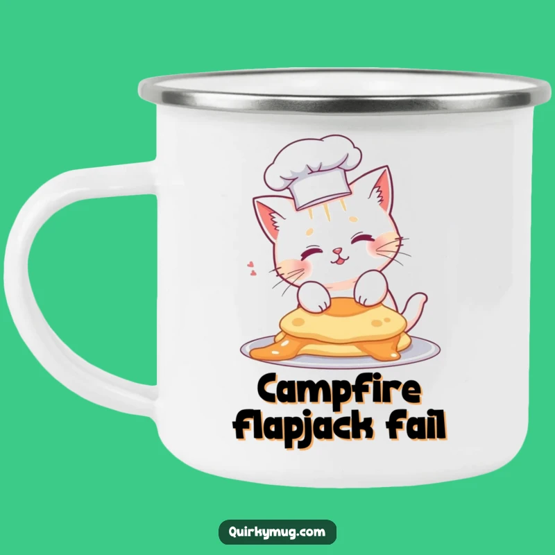 Funny Cat Chef Camping Mug - Outdoor Pancake Mishap Cup