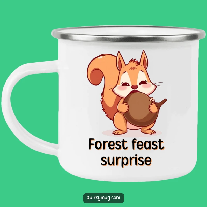 Funny Squirrel Acorn Surprise Camping Mug: Outdoor Feast Humor, Gift for Adventurous Eaters