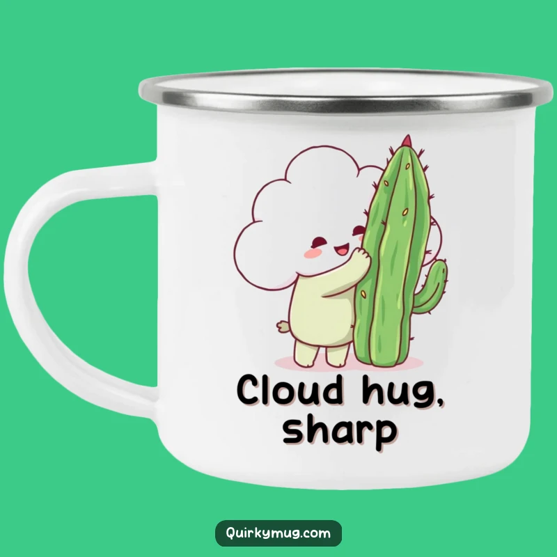 Funny Cloud Cactus Hug Camping Mug - Outdoor Charm & Hilarious Gift