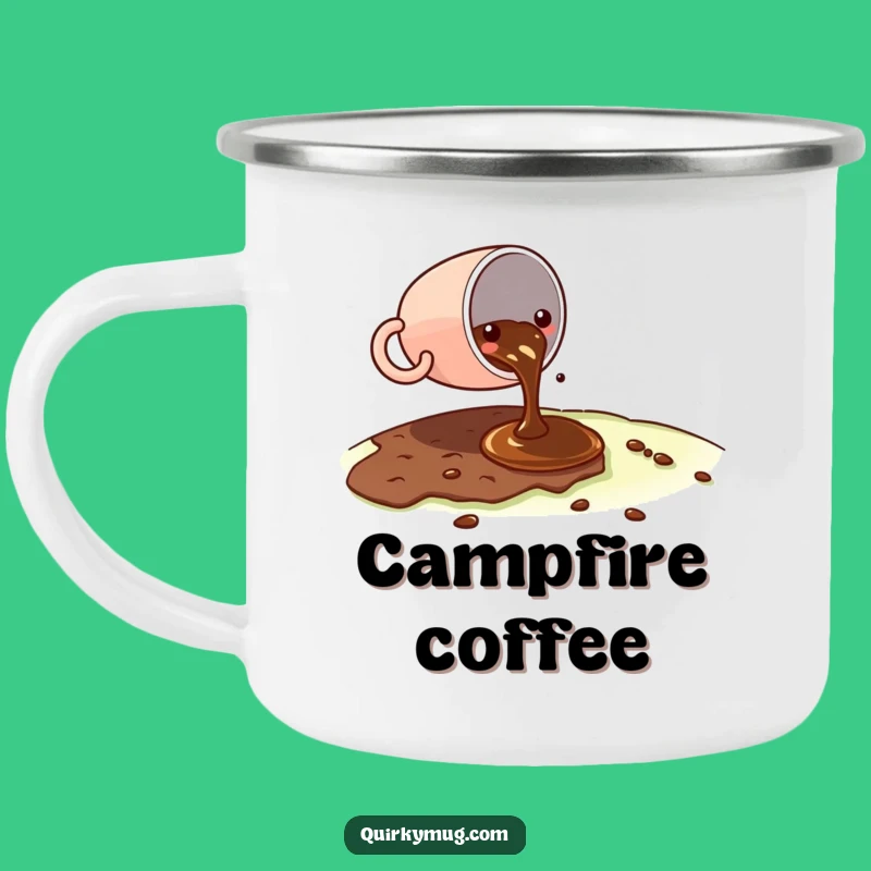 Funny Kawaii Coffee Spill Camping Mug - Outdoor Coffee Humor