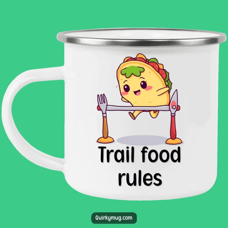 Funny Kawaii Taco Cutlery Jump Camping Mug - Outdoor Adventure Gift