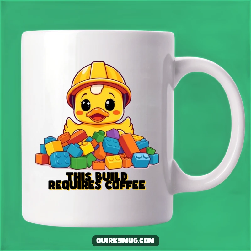 Funny Construction Ducky Mug: A Surprised Rubber Duck in Helmet, Perfect Gift!