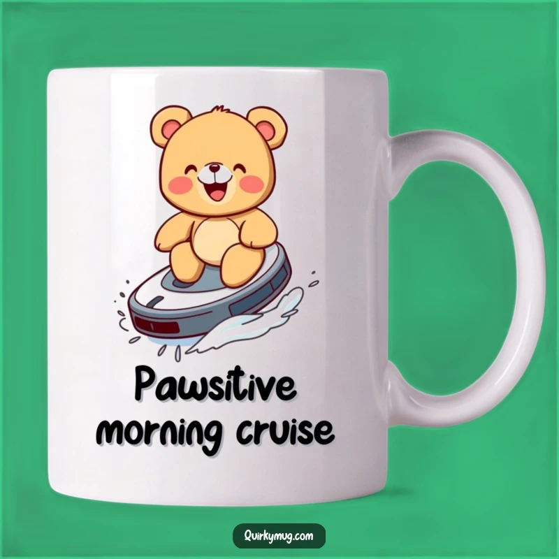 Funny Giggling Teddy Bear Roomba Surf Mug - Whimsical Fun, Perfect Gift