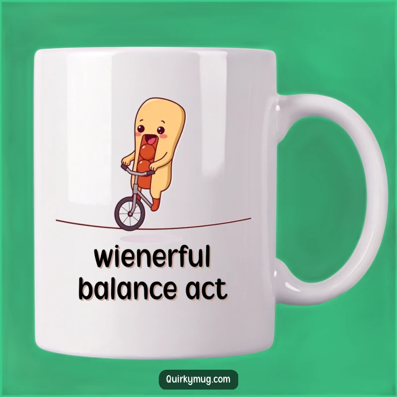 Funny Hot Dog Tightrope Unicycle Mug A Hilarious Gift for Laughter Lovers