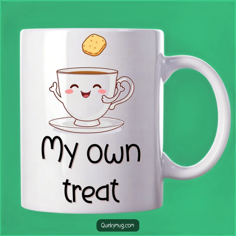 Funny Tea Lover Mug: Cheerful Teacup Serves Itself, Hilarious Breakfast Gift!