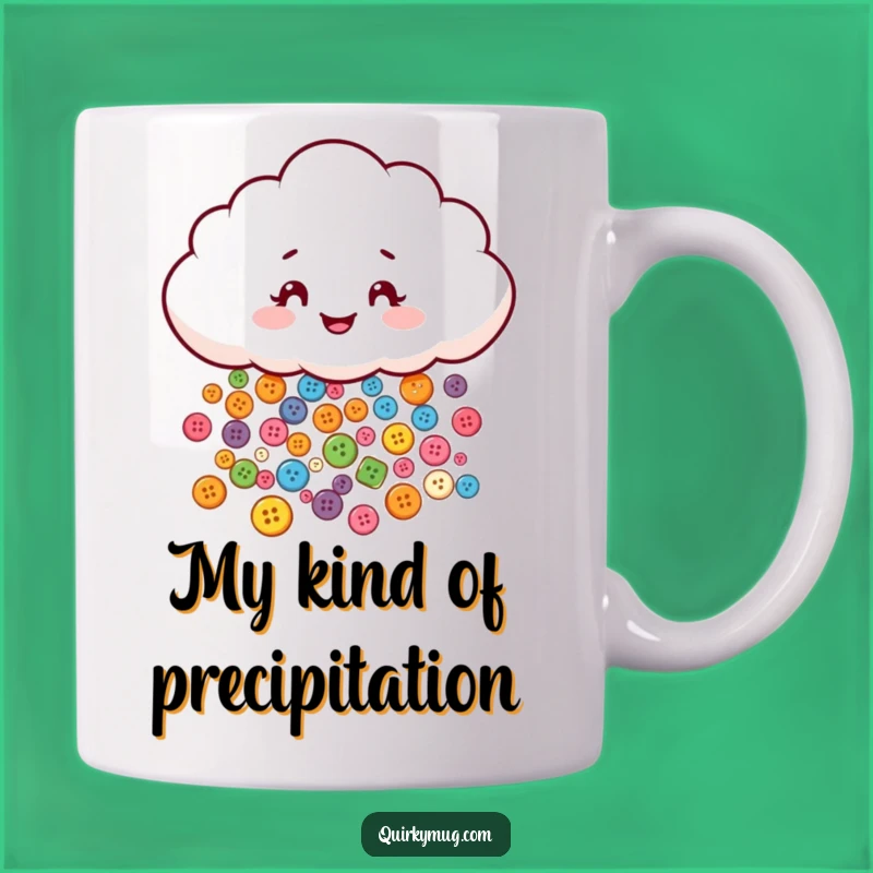 Funny Button Cloud Mug - A Mischievous Character Pouring Colorful Buttons, Perfect Gift