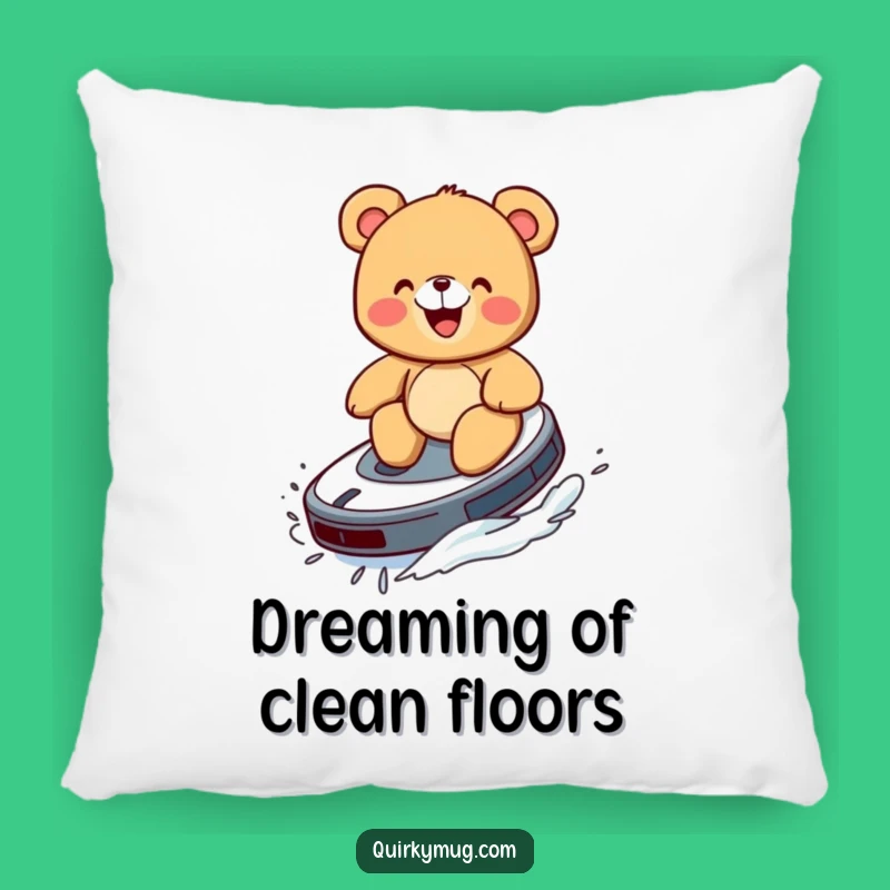 Funny Teddy Bear Roomba Surf Pillow - Cozy Comfort with a Giggling Twist