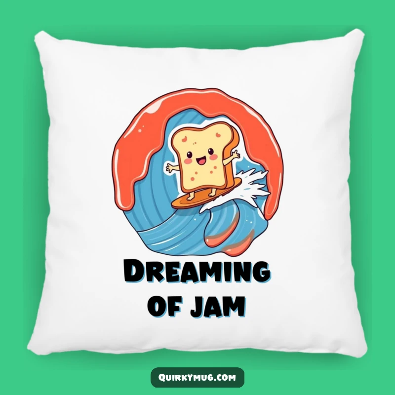 Funny Toast Surfer Pillow: Cozy Jam Wave Cushion, Perfect Gift!