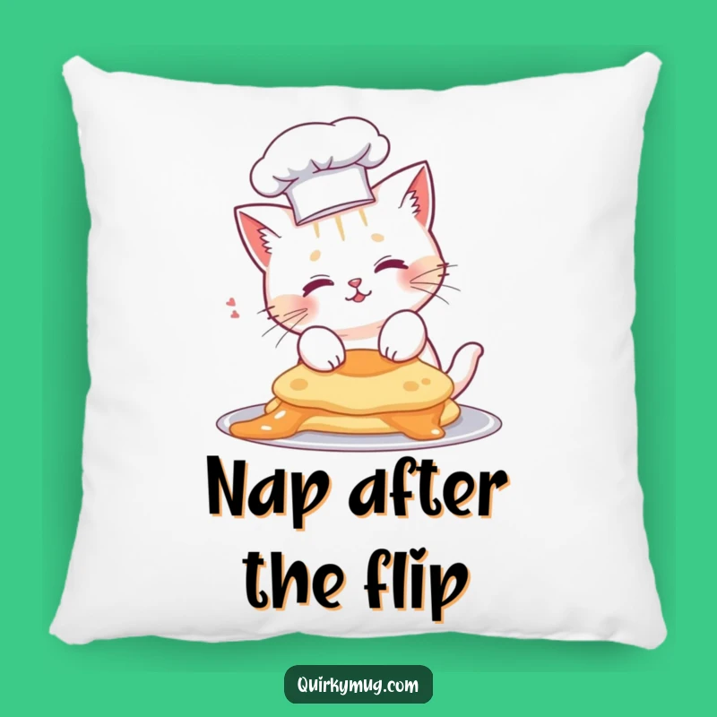 Funny Cat Chef Pillow - Cozy Pancake Mishap Cushion