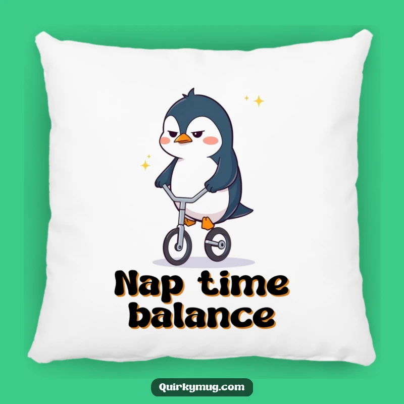 Funny Penguin Unicycle Pillow: Cozy Determination, Comfy Gift for Fighters