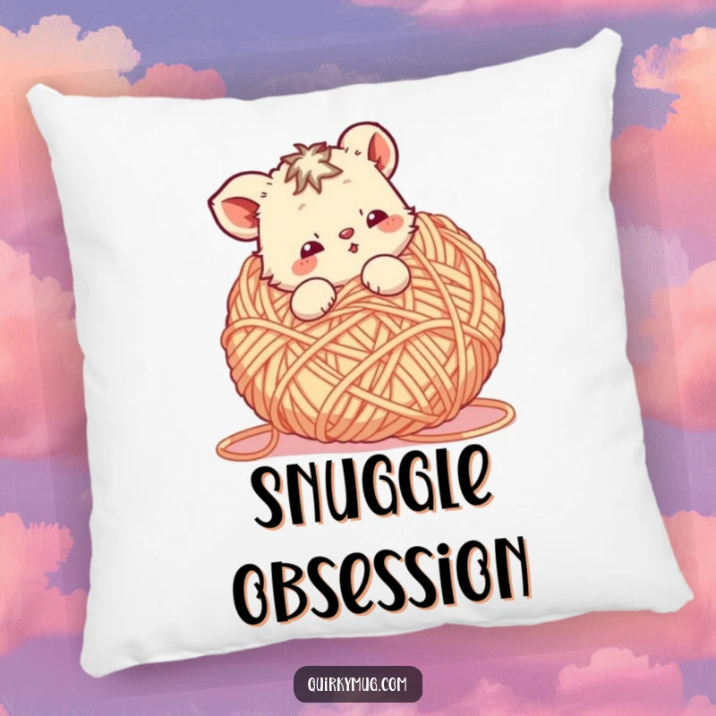 Funny Yarn Animal Pillow: A cute animal character tangled in a giant ball of yarn, a soft and humorous decor item.