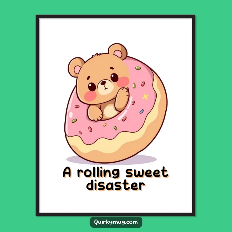 Funny Bear Donut Trip Digital Art: Hilarious Cartoon Download for Instant Room Laughs