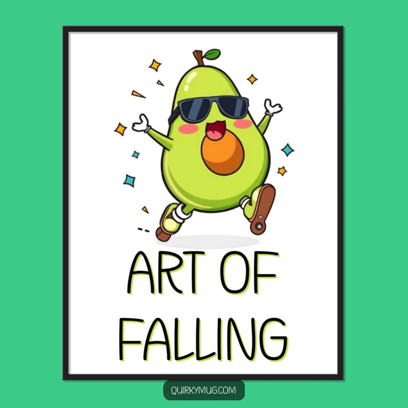 Funny Kawaii Avocado Roller Skate Fall Digital Art - Instant Humor Gift