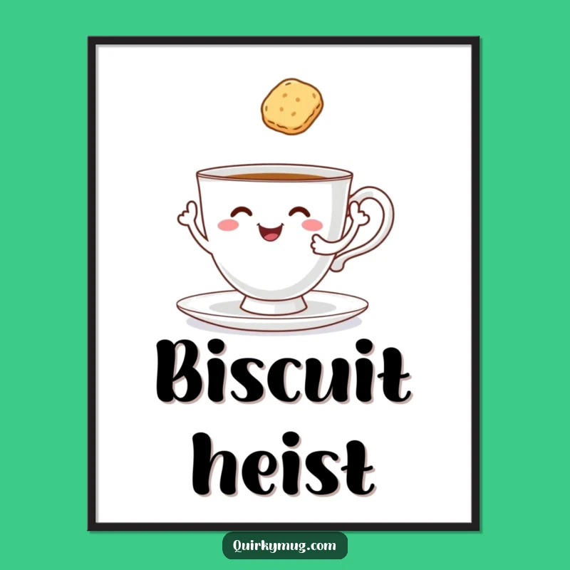 Funny Tea Digital Art: Cheerful Teacup Serves Itself, Instant Gift!