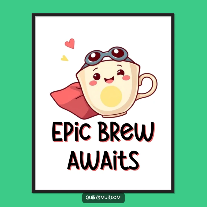 Funny Flying Teacup Superhero Digital Art - Bring Excitement to Your Walls