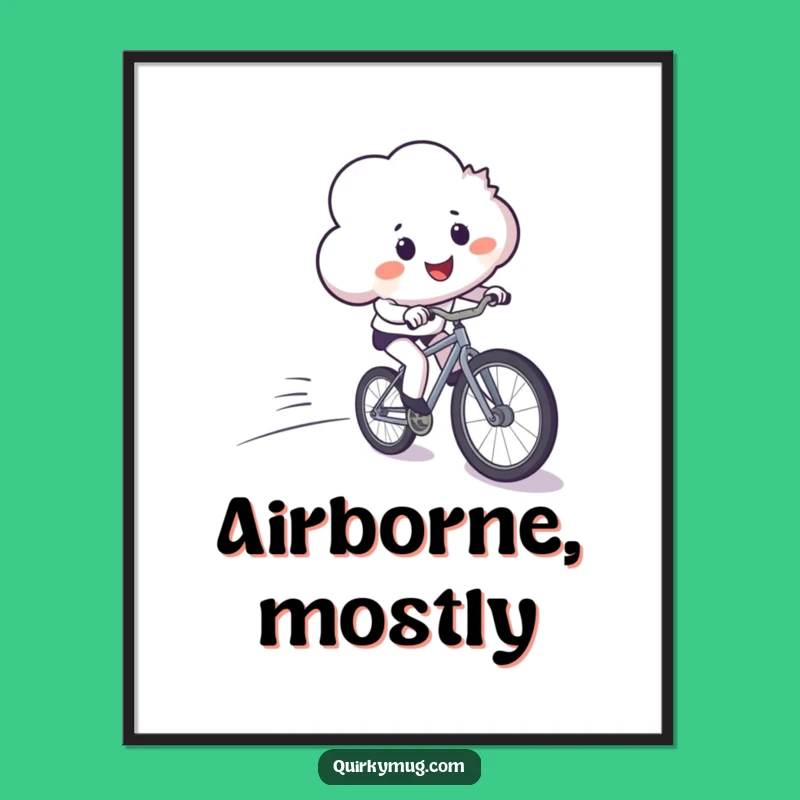 Funny Cloud's Bicycle Wipeout Digital Print - Instant Hilarious Room Decor