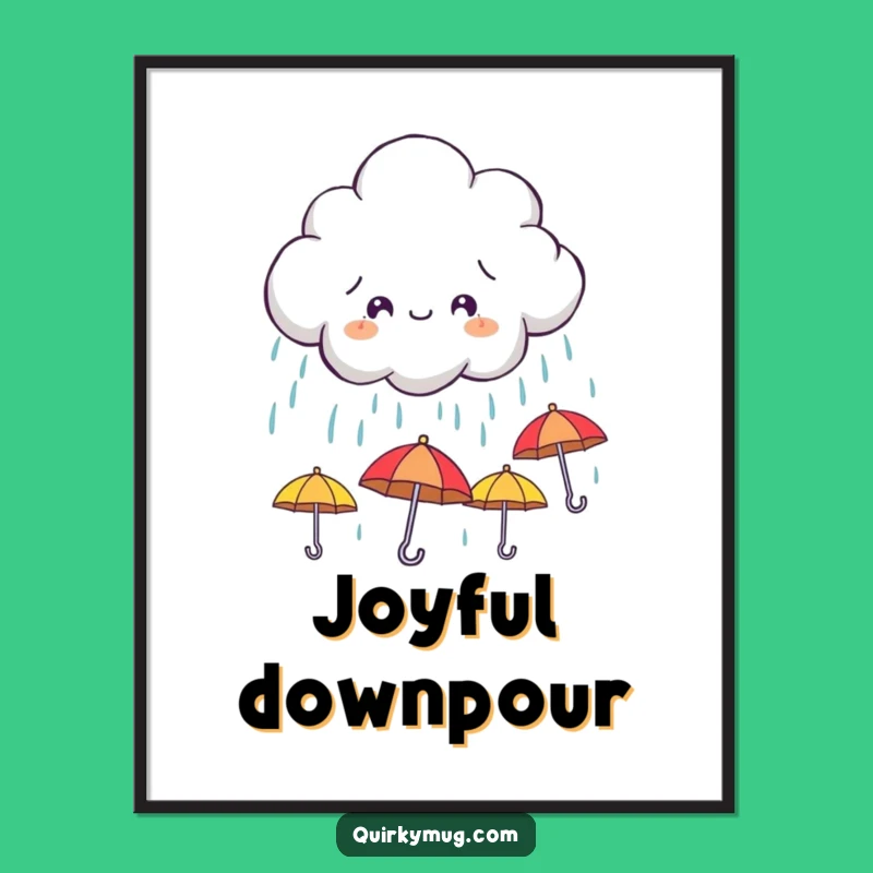 Funny Cloud Umbrella Digital Print - Mischievous Rain Art Gift