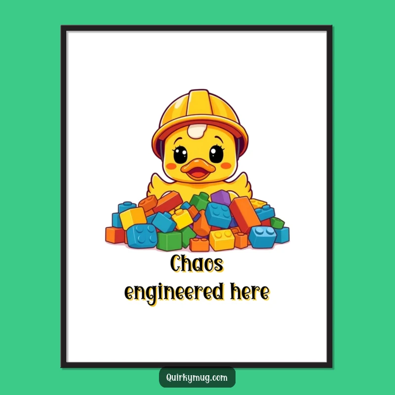 Funny Ducky Construction Digital Art: Bewildered Duck, Instant Funny Gift!