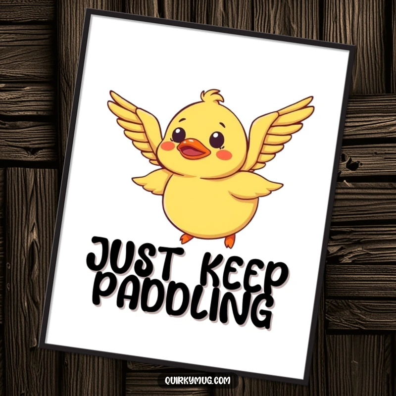 Funny Rubber Duck Digital Art: A bewildered rubber duck tries to fly using its wings, a downloadable and hilarious artwork.