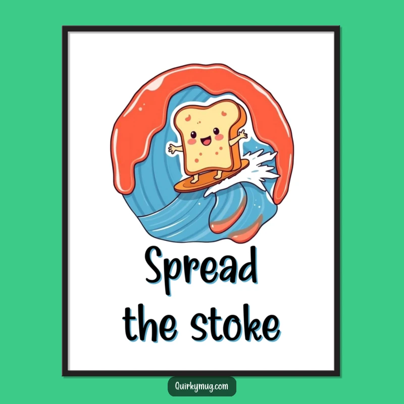 Funny Toast Surfer Digital Art: Jam Wave Masterpiece, Instant Gift!