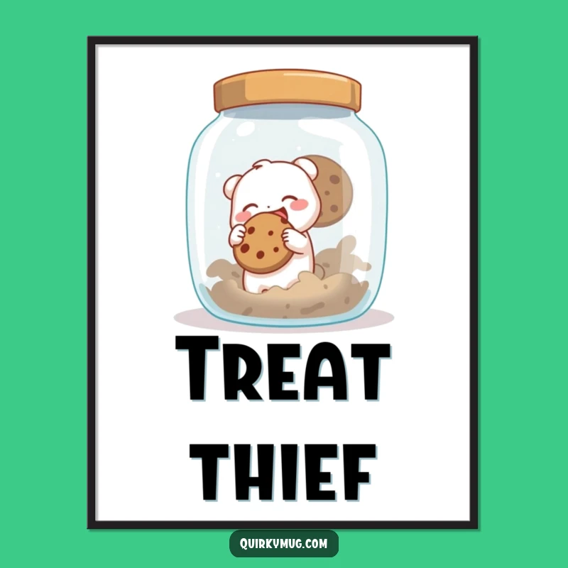 Funny Creature Digital Art: Giant Cookie Jar Heist Print, Perfect Humorous Gift