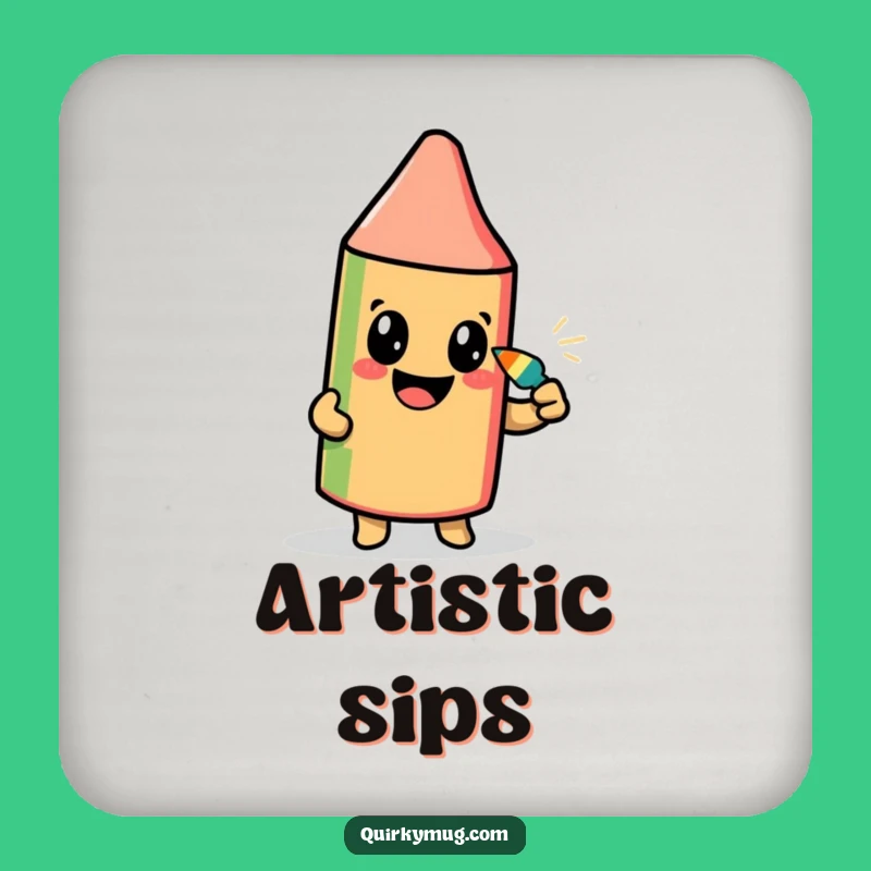 Funny Crayon Self-Portrait Drink Coaster - Protect Surfaces with Ambitious Character Drawing