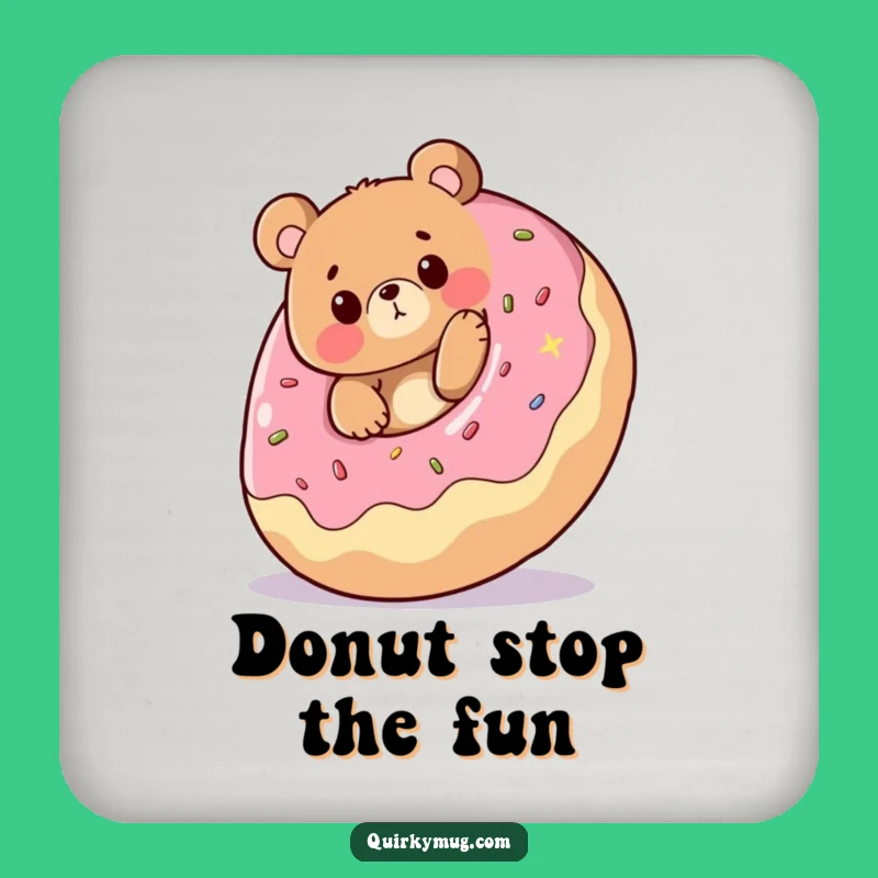 Funny Bear Donut Surprise Coaster: Protect Surfaces with This Hilarious Cartoon Art