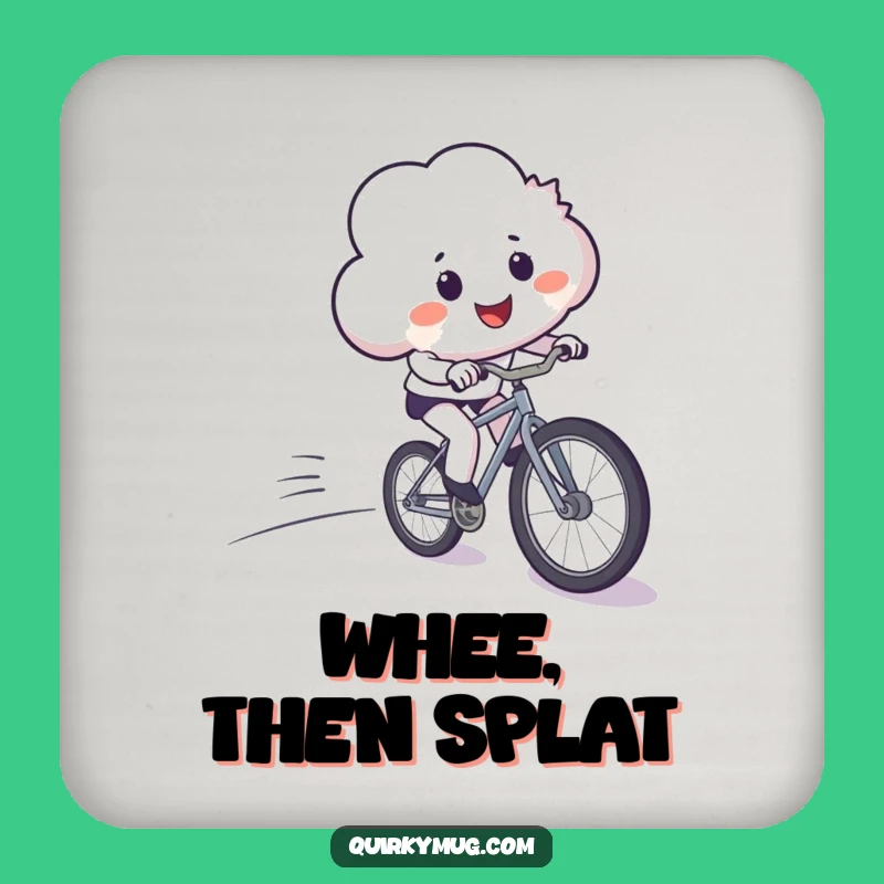 Funny Cloud Bicycle Skid Drink Coaster - Protect Surfaces with Humor!