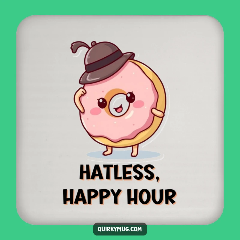 Funny Donut Hat Fail Coaster - Protect Surfaces with Character & Humor