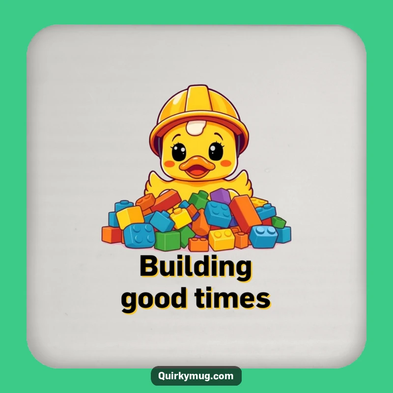 Funny Ducky Construction Coaster: Protects Surfaces, Tiny Funny Gift!