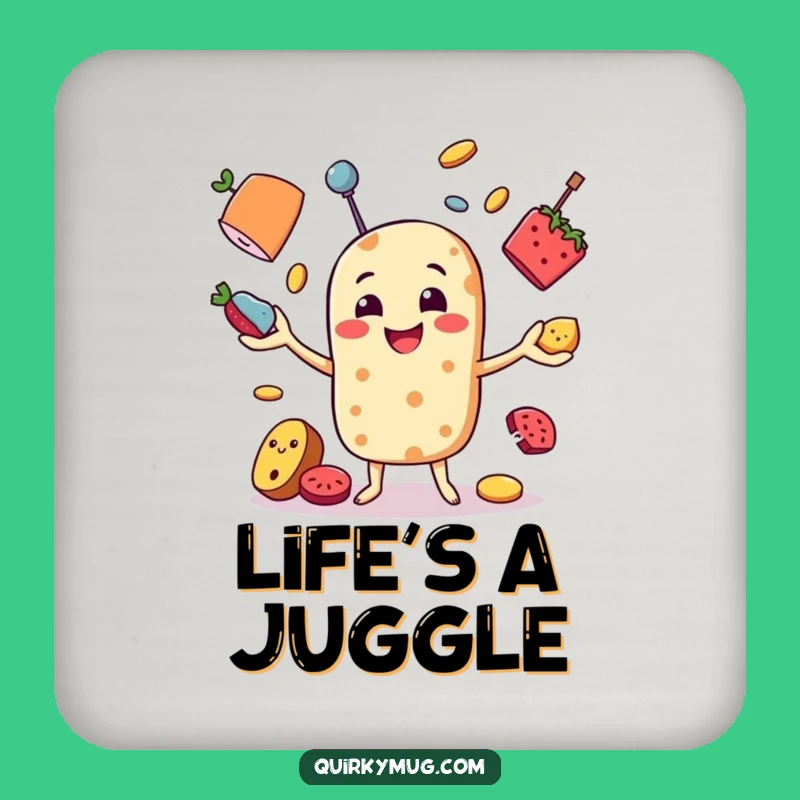 Funny Food Juggler Coaster: Protect Surfaces with Hilarious Art and Cheerful Vibes