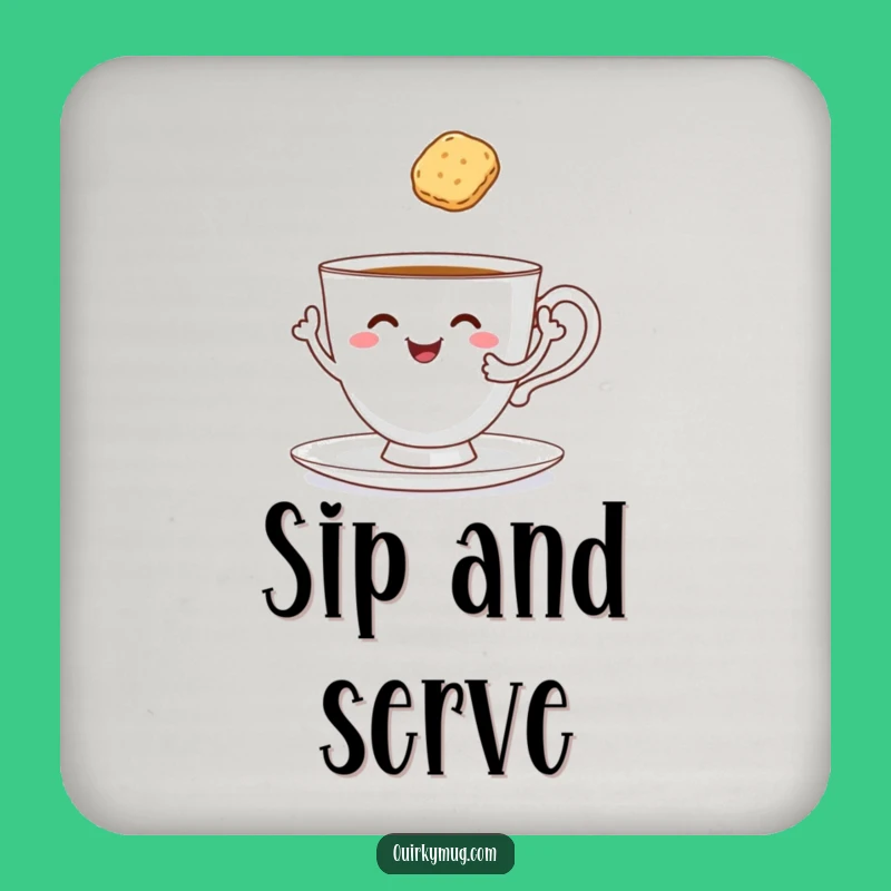 Funny Tea Coaster: Cheerful Teacup Serves Itself, Hilarious Decor Gift!