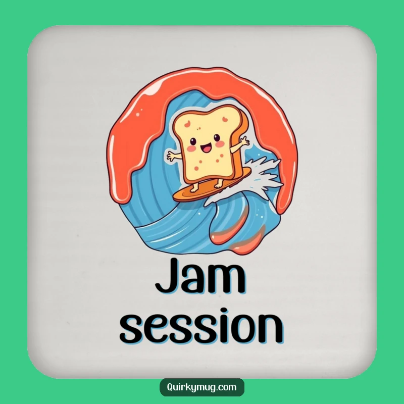 Funny Toast Surfer Coaster: Jam Wave Protection, Hilarious Gift!