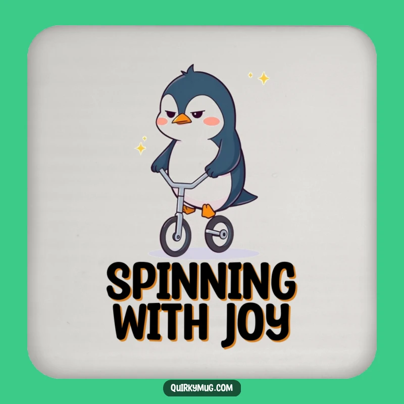 Funny Penguin Unicycle Drink Coaster: Protect Surfaces with Determination, Great Gift