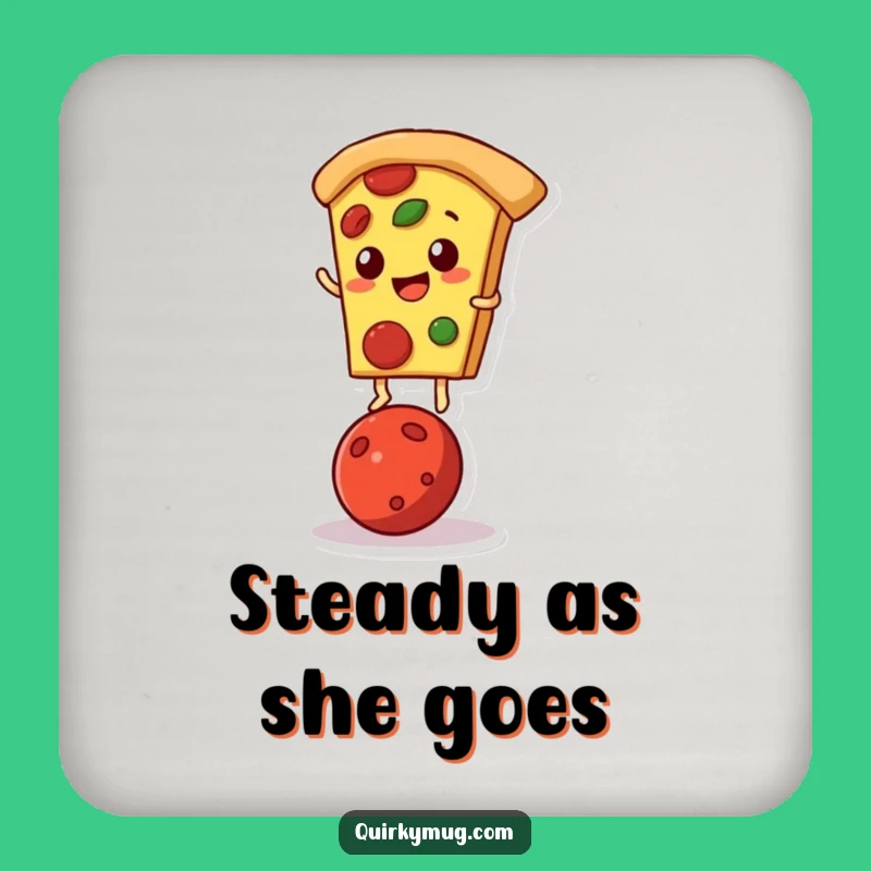 Funny Pizza Slice Coaster: Pepperoni Balance, Unique Gift