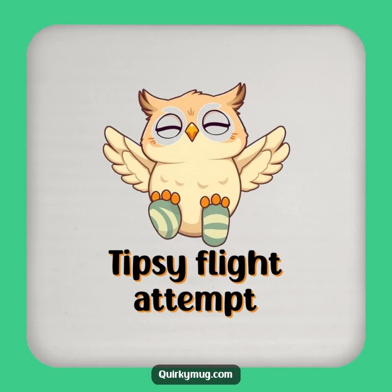 Funny Owl Flying Socks Drink Coaster: Protect Surfaces with Humor, Great Gift