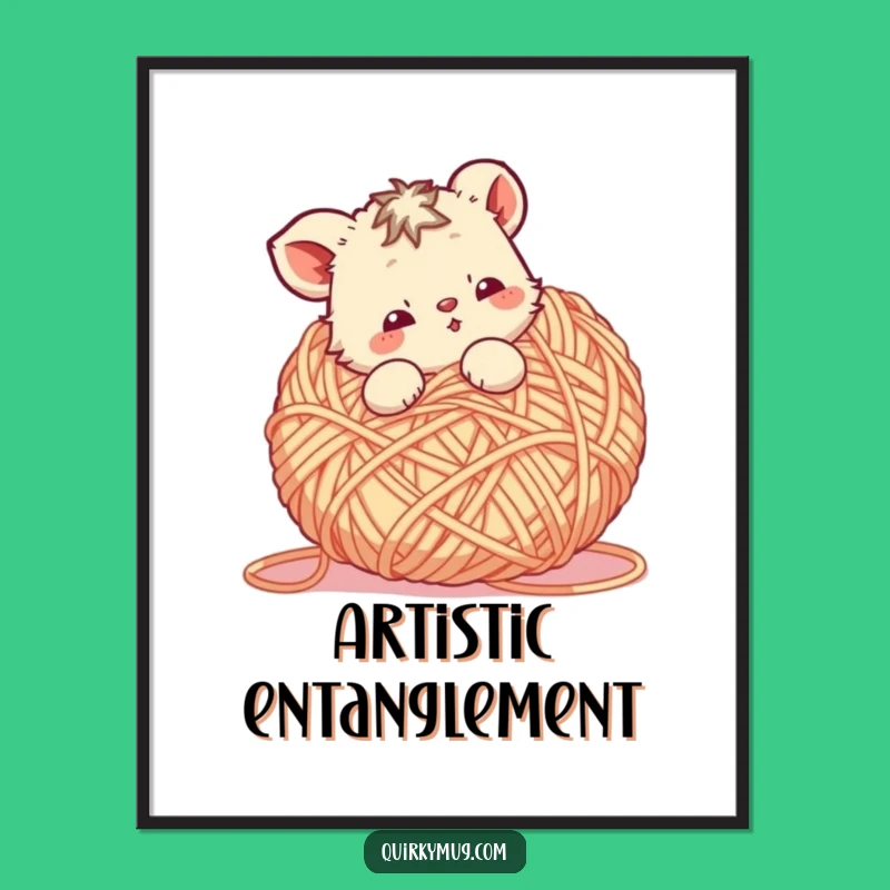 Funny Yarn Animal Poster: Whimsical Wall Art, Perfect Funny Gift for Craft Rooms!