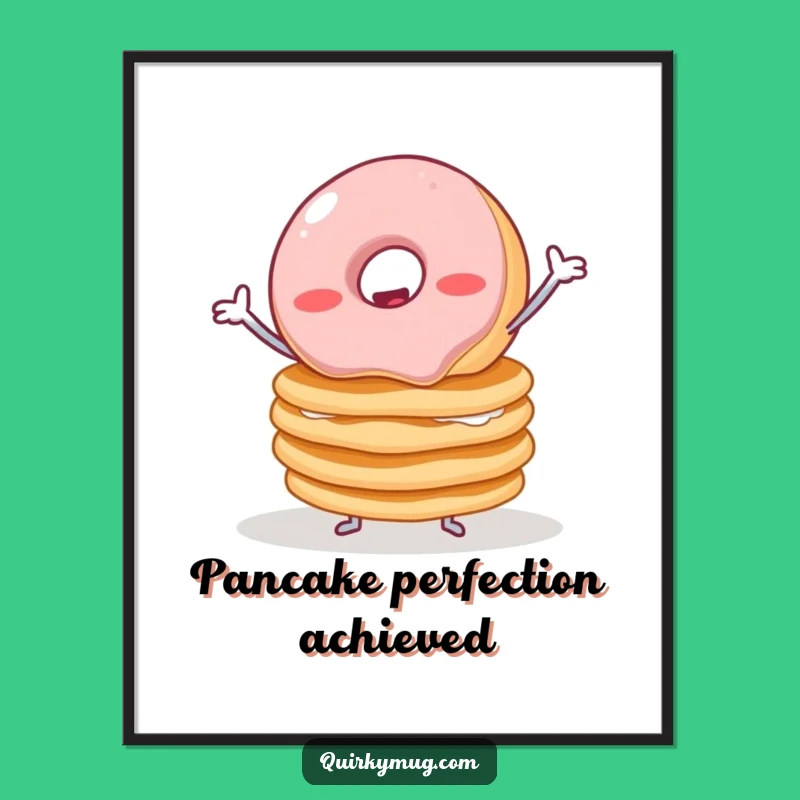 Funny Donut Pancake Poster - Wobbly Balance Art for Kitchen Decor