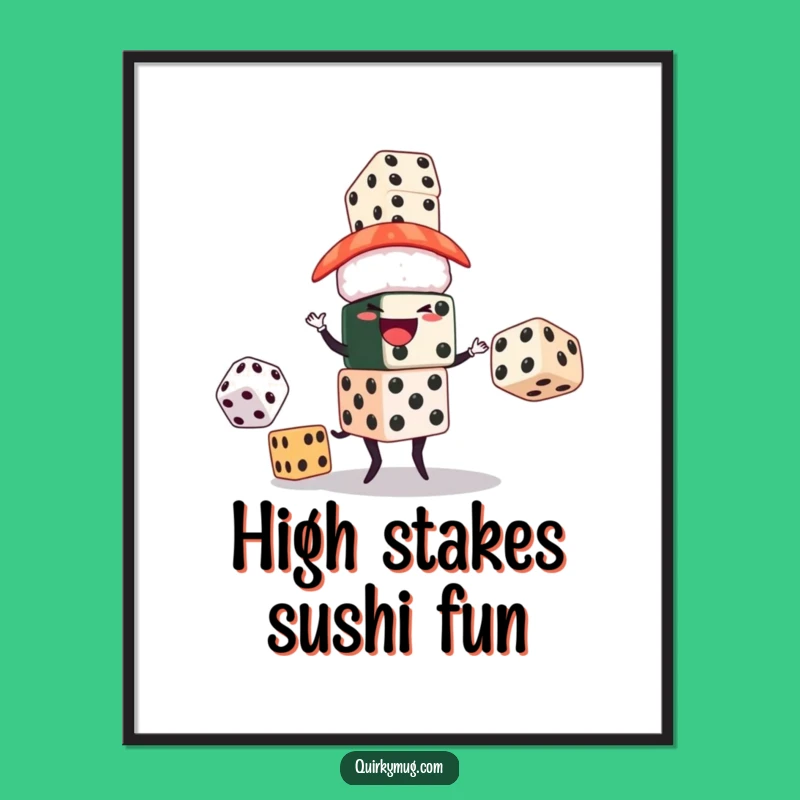 Funny Sushi Juggler Poster: Decorate with Luck and Laughter - Hilarious Art!