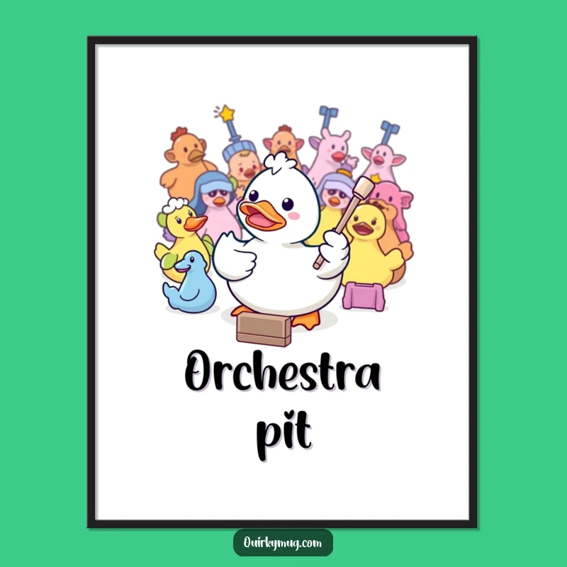 Funny Kawaii Duck Conductor Poster: A Hilarious Gift for Bathtime Decor