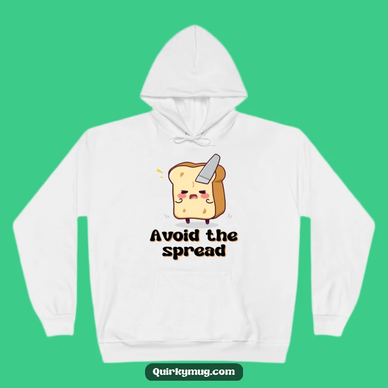 Funny Toast Escape Hoodie - Cozy Flustered Character Fleeing Butter Knife, Gift Idea