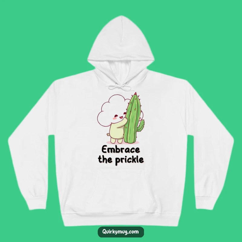 Funny Cloud Cactus Hug Hoodie - Soft Comfort & Prickly Humor