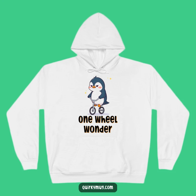 Funny Penguin Unicycle Hoodie: Cozy Determination, Perfect Gift for Go-Getters