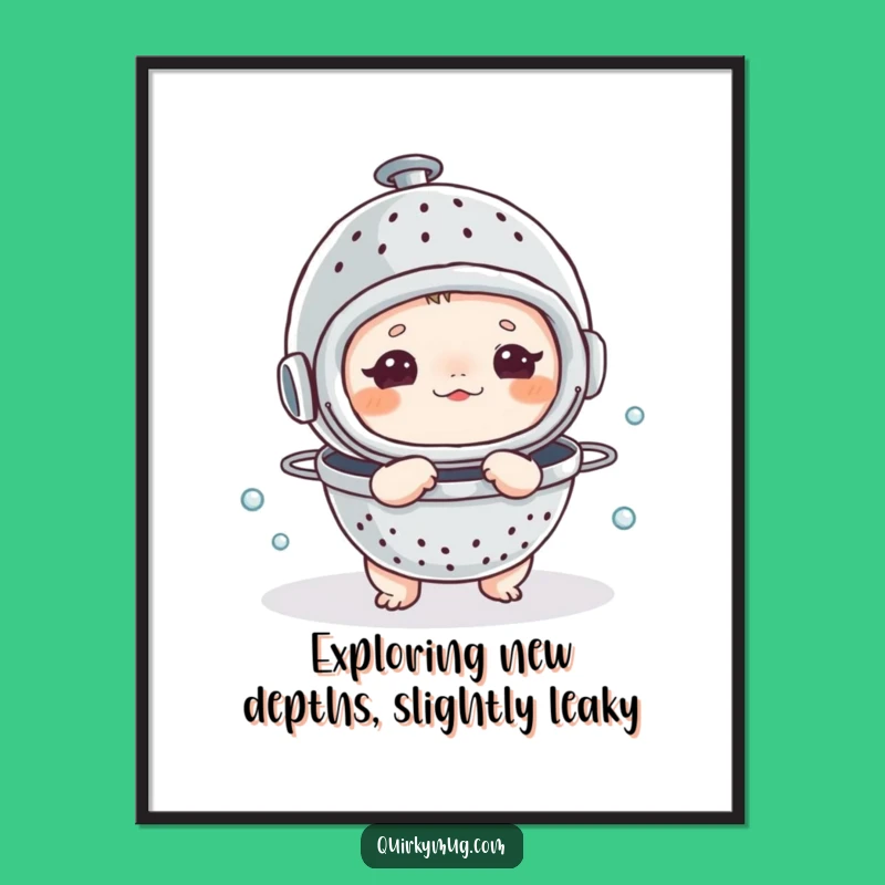 Funny Free Printable Wall Art: Colander Diver Adventure Digital Download Art
