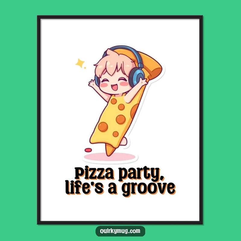 Free Printable Wall Art: Funny Pizza Dancer - Groovy Downloadable Decor Gift