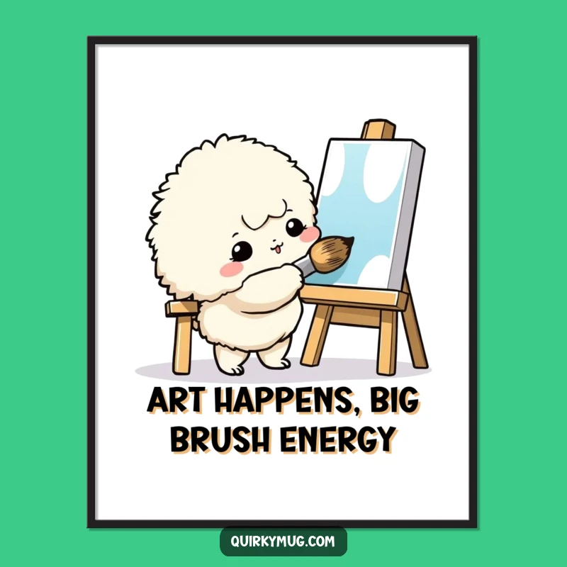 Funny Free Printable Wall Art: Fluffy Creature Painter Humorous Downloadable Decor
