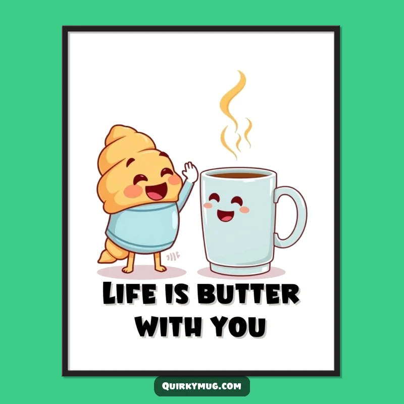 Funny Free Printable Wall Art: Croissant High-Five Humor - Humorous Downloadable Decor